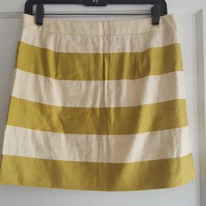 J. Crew olive green and linen stripe mini skirt size 4